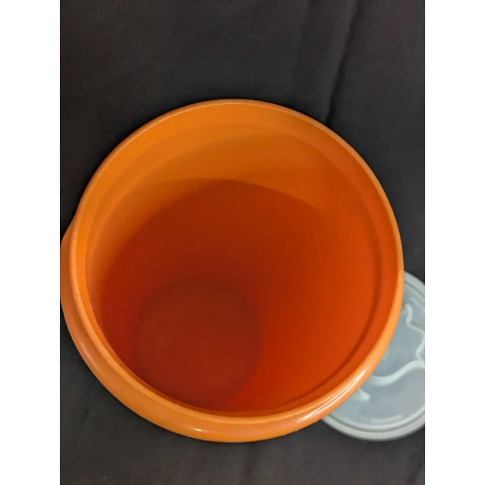 vintage‎ Tupperware Orange tumbler cup with flower jel-n-serve jello mold lid